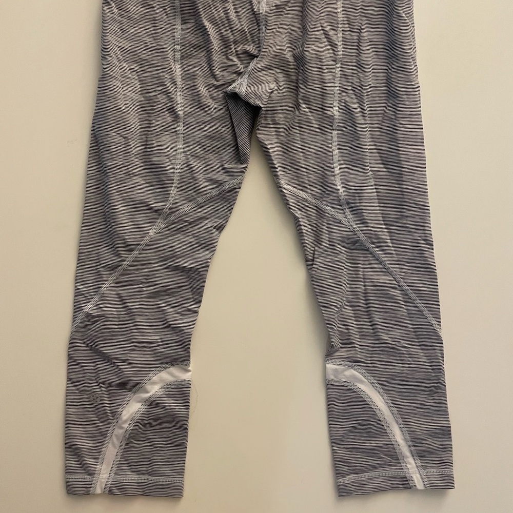 Lululemon white striped leggings, mid length, good condition